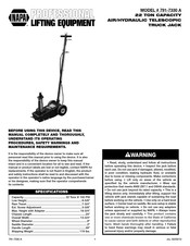 Napa PROFESSIONAL LIFTING EQUIPMENT 791-7330 A Manuel De Fonctionnement