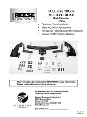 Cequent Performance Products REESE TOWPOWER 37096 Fiche D'instructions