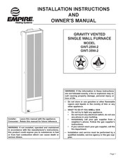 Empire Heating Systems GWT-25W-2 Instructions D'installation Et Manuel Du Propriétaire