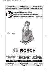 Bosch GKF12V-25 Consignes De Fonctionnement/Sécurité