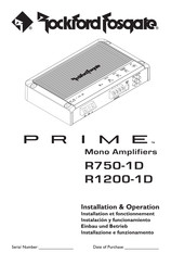 Rockford Fosgate PRIME R1200-1D Installation Et Fonctionnement