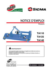 BEAL Sicma TA140 Notice D'emploi