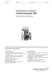 Endress+Hauser Proline Promag P 100 Information Technique