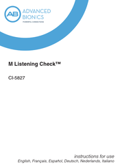 Advanced Bionics M Listening Check CI-5827 Mode D'emploi